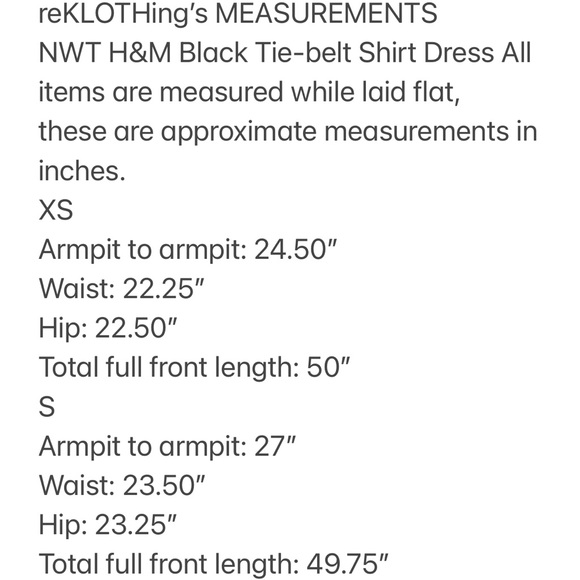 ❌SOLD❌ H&M Black Tie-belt Shirt Dress Sz S - Picture 14 of 14